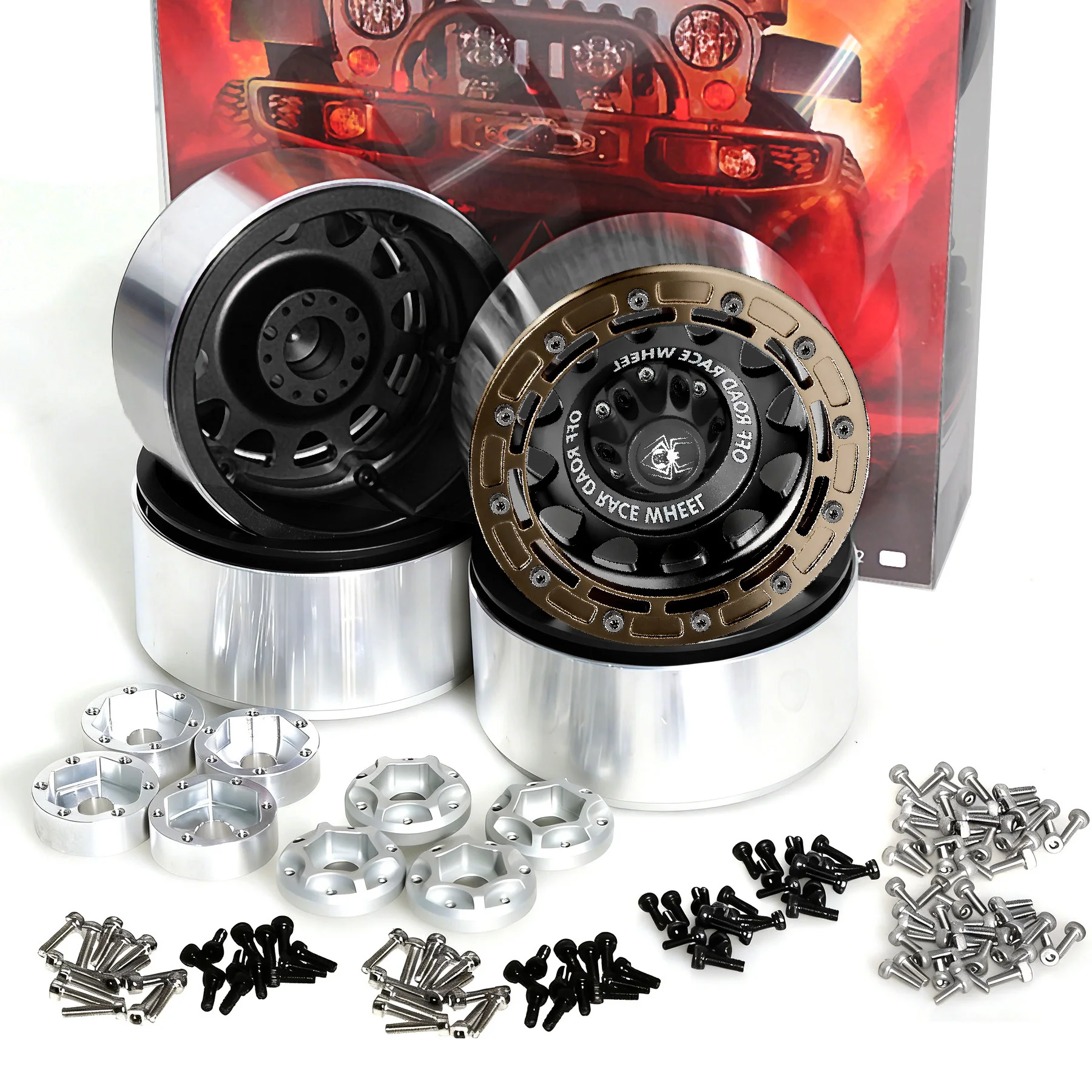 RED SPIDER 4PCS 2.6-inch Metal Wheel Hub Outer diameter74.5 mm  for 1/7 RC Car Crawler MK07 JK07 90048 TRX-4 TRX-6  Accessories