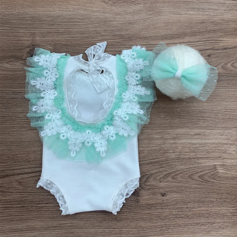 

Newborn Photography Clothing Headband+Lace Jumpsuits 2Pcs/Set Studio Girl Baby Photo Props Accessories Shoot Clothes Fotografia