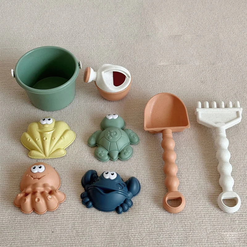 kicala Kinder Sand Wasser Spielen Set Spielzeug Für Kinder Trolley Bulldozer Strand Eimer Schaufel Hand-Ziehen Sand Lkw Sommer Meer sand Spielzeug 3