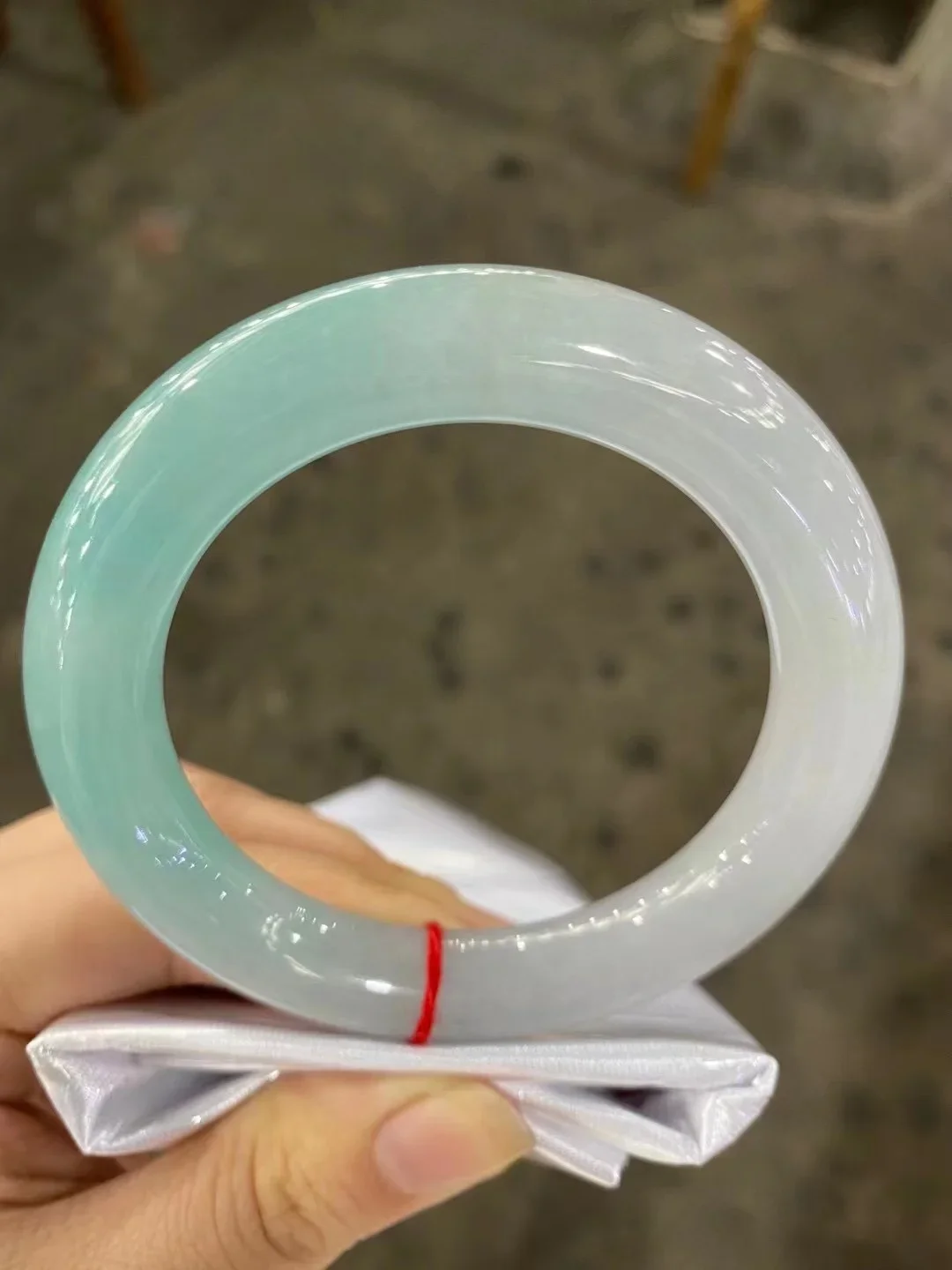 

Newest Natural Jadeite Jade Bracelet Ice Round Rod Semi blue water two-tone Delicate Bangles Handring Elegant Fine Jewelry