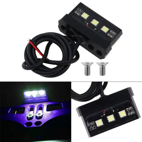 1pc Motorcycle License Plate Light LED Mini 12V CNC Aluminum Alloy Waterproof Rear Tail Motorbikes Light for License Plate Black