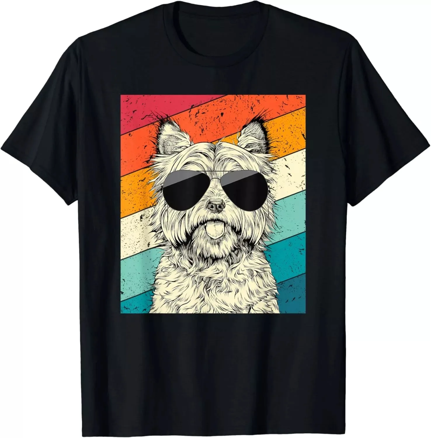 

Vintage Dog With Sunglasses Dog Lovers Gift Unisex T-Shirt Size S-5XL
