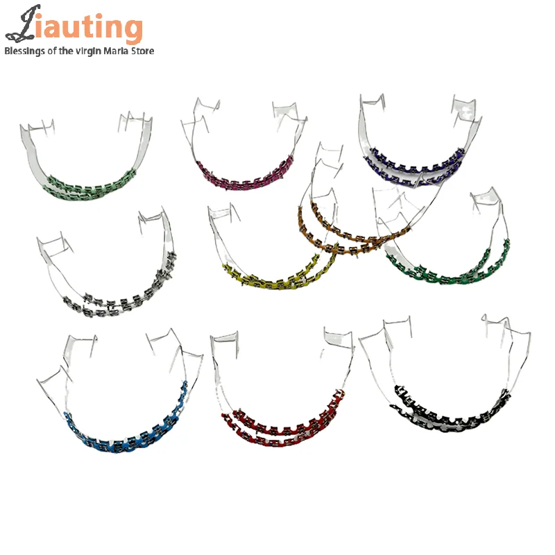 

1Pair Dental Metal Braces Archwire With Hooks Metal Bracket And Orthodontic Ligature Ties Colorful Temporary Tooth Decoration