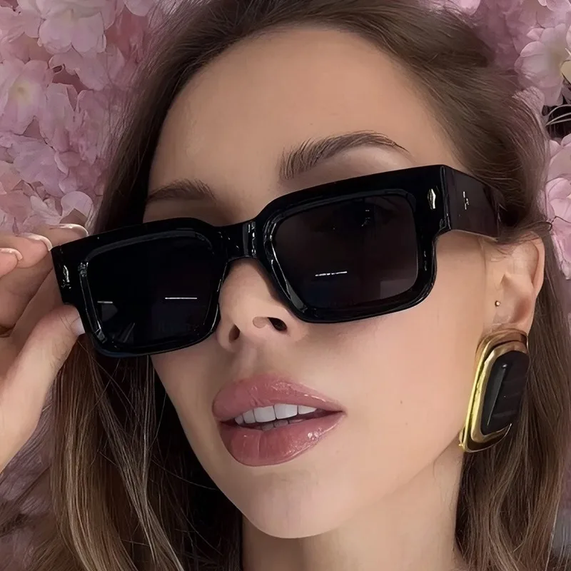 

Retro Square Black Lens Sunglasses Women Luxury Brand Designer Sun Glasses Fashion Rectangle Eyewear Men Oculos UV400 Glasses