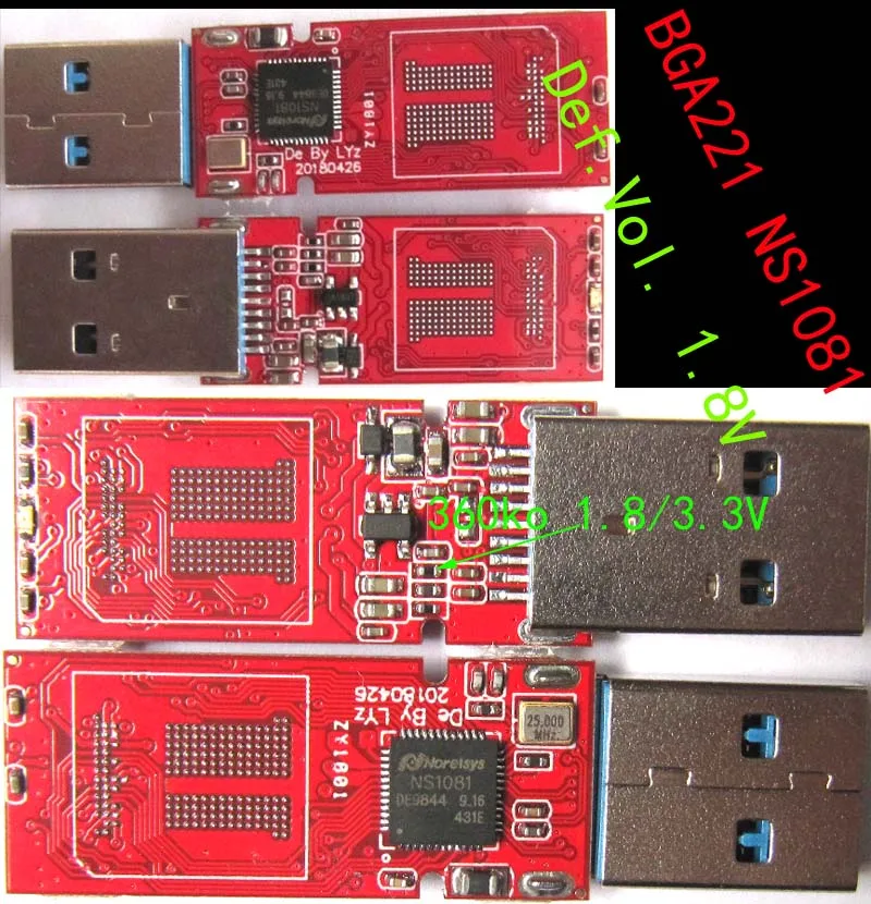 Red NS1081 USB3.0 U disk PCB major controller EMMC EMCP mobile phone font to U disk main control board BGA221