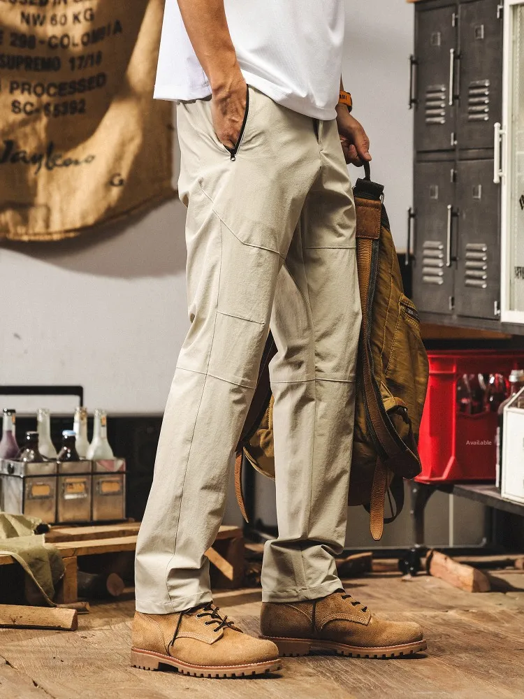 

Хаки ледяной шелк прохладное ощущение летняя тонкая рабочая одежда свободные прямые брюки для пешего туризма мужские повседневные брюки дышащие легкие