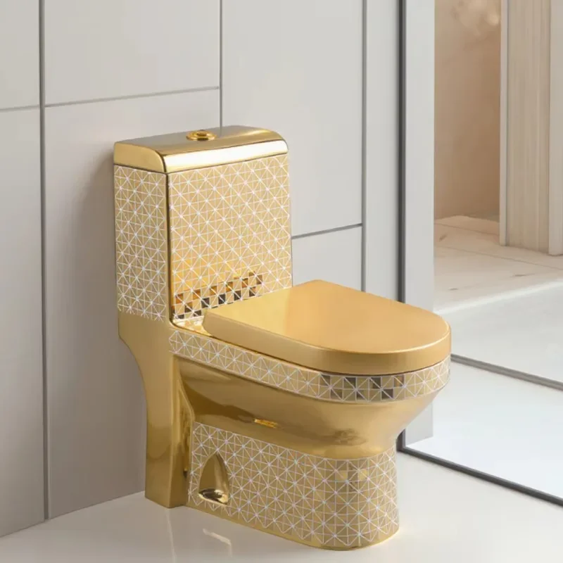 Fancy Vaso Sanitario Golden Toilet Bowl Plated Wc Ceramic Sanitary Ware Bathroom White Gold Color Toilet