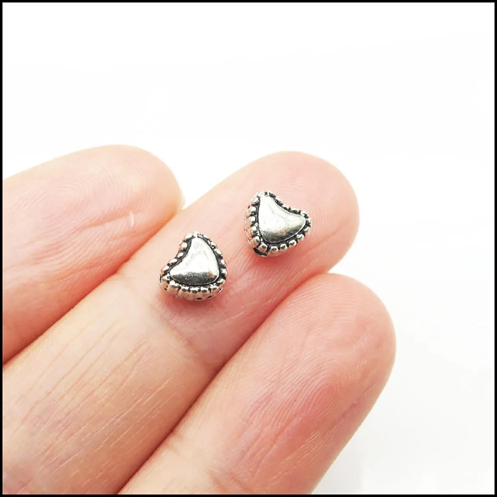 New Charms Tibetan Silver Color Lovely Tiny Heart Flower Tube Circle Spacer Beads DIY J016