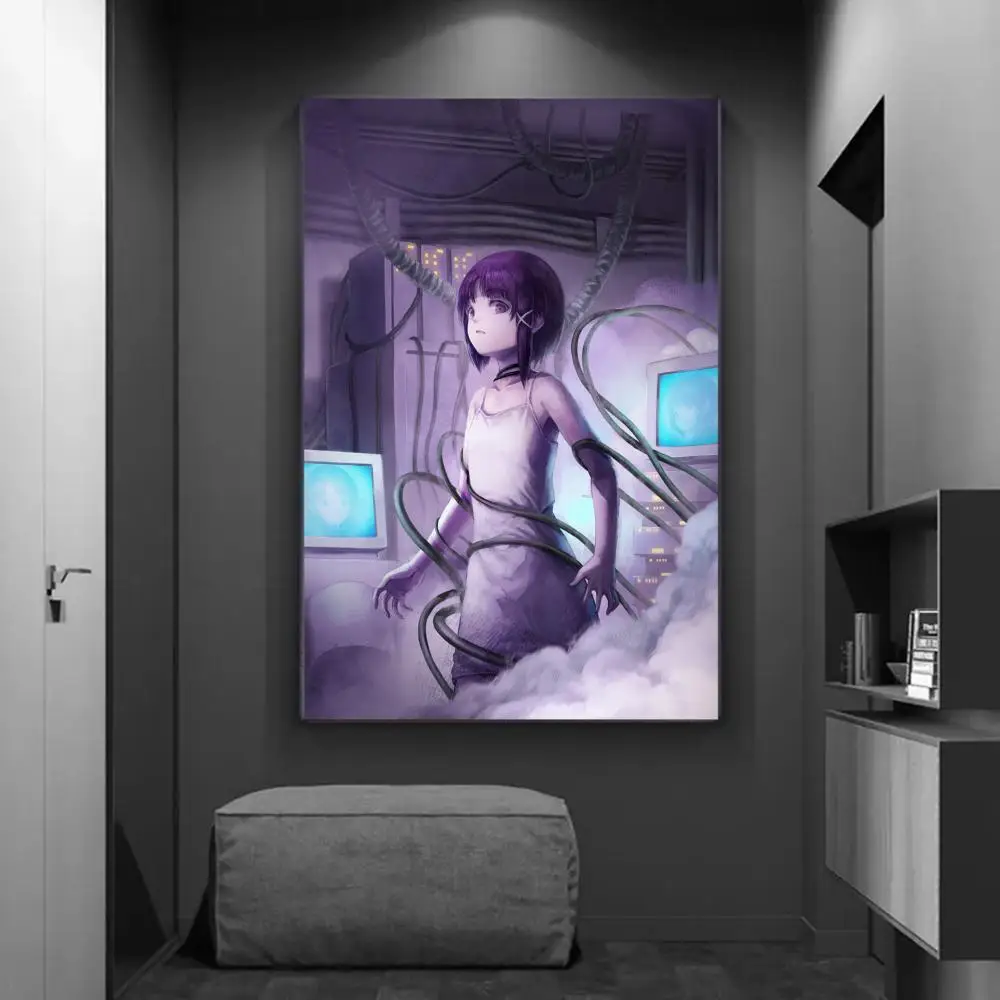 Serial Experiments Lain Anime Movie Sticky Posters Fancy Wall Sticker for Living Room Bar Decoration Vintage Decorative Painting