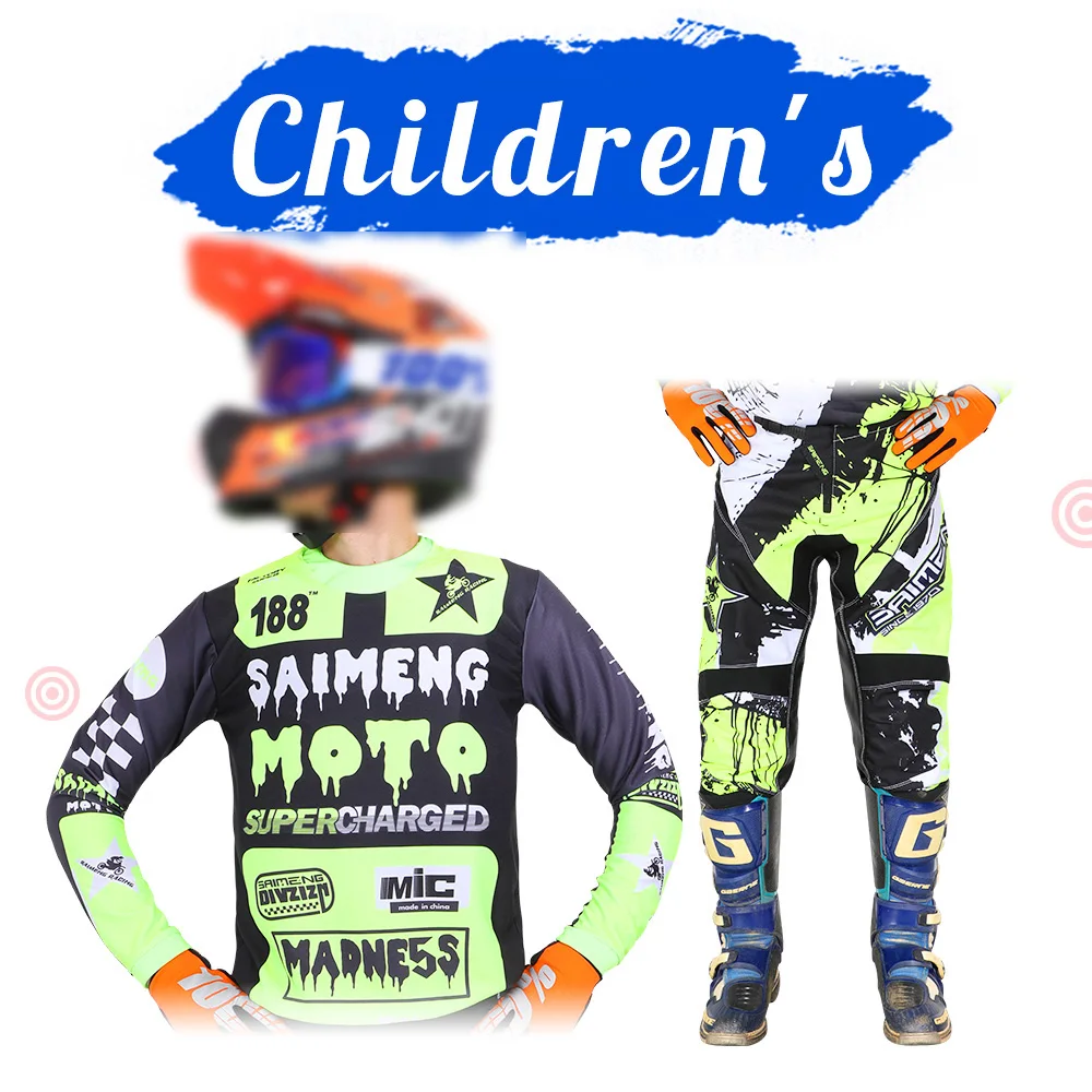 Youth Jersey Pant Combo for Kids MX Motocross Gear Set Children Racing Suit Off-road MTB 5 6 7 8 9 10 11 12 13 14 15 years old