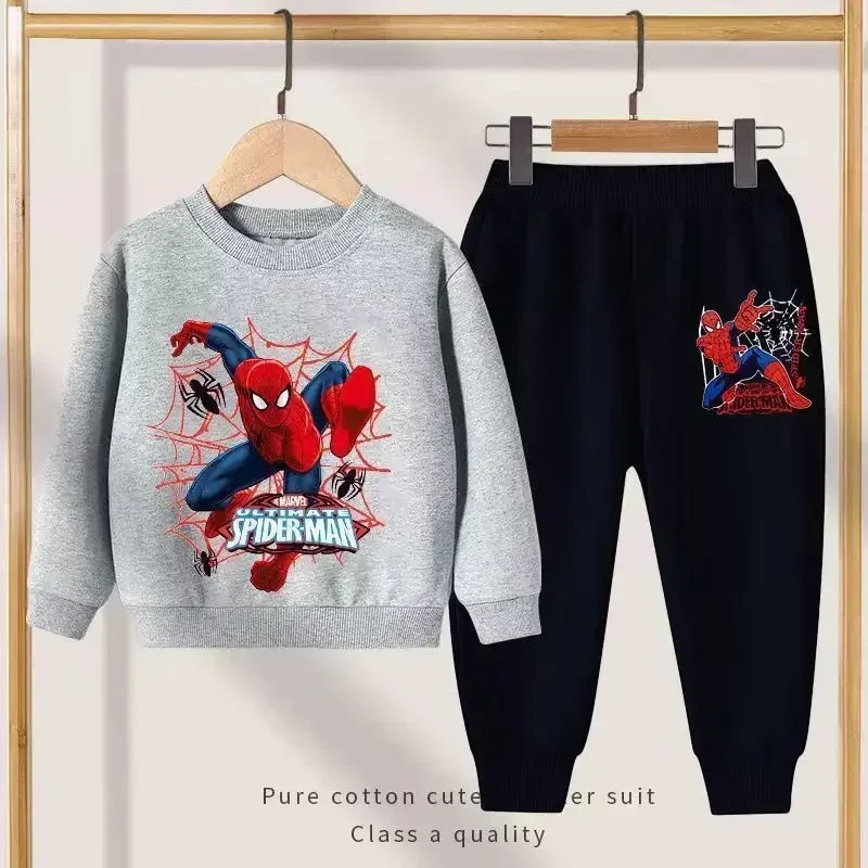 Anime Disney Spring Autumn New Product Boys Girls Clothes Set Spider-Man Hoodies Coat + Pants 2PCS Set Casual Kids Sportswear