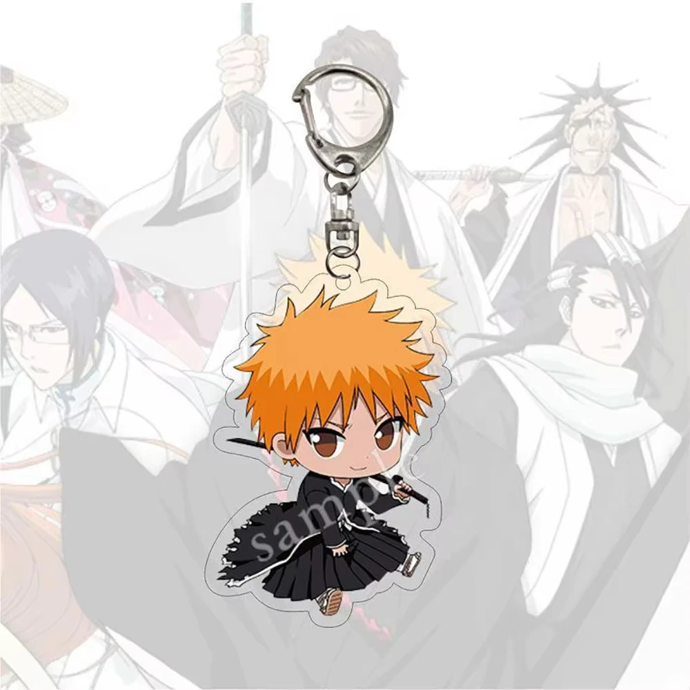 Anime BLEACH Character Kurosaki Ichigo&Inoue Orihime Cartoon PVC Heart Keyring Backpack Pendant Adult Valentine Gift for Lovers view 4
