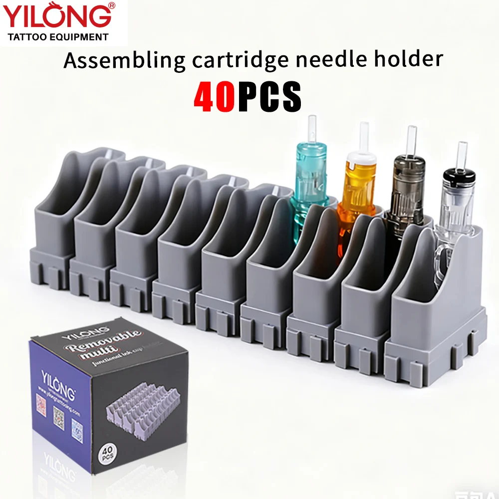 YILONG 40PCS Creative Assembling Cartridge Needle Holder Strong Connection ABS Material Tattoo Needle Holder Tattoo Accessories