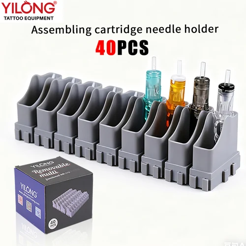 Imagen 1 del producto YILONG 40 Uds. Porta agujas de cartucho de montaje creativo conexión fuerte Material ABS porta agujas de tatuaje accesorios de tatuaje