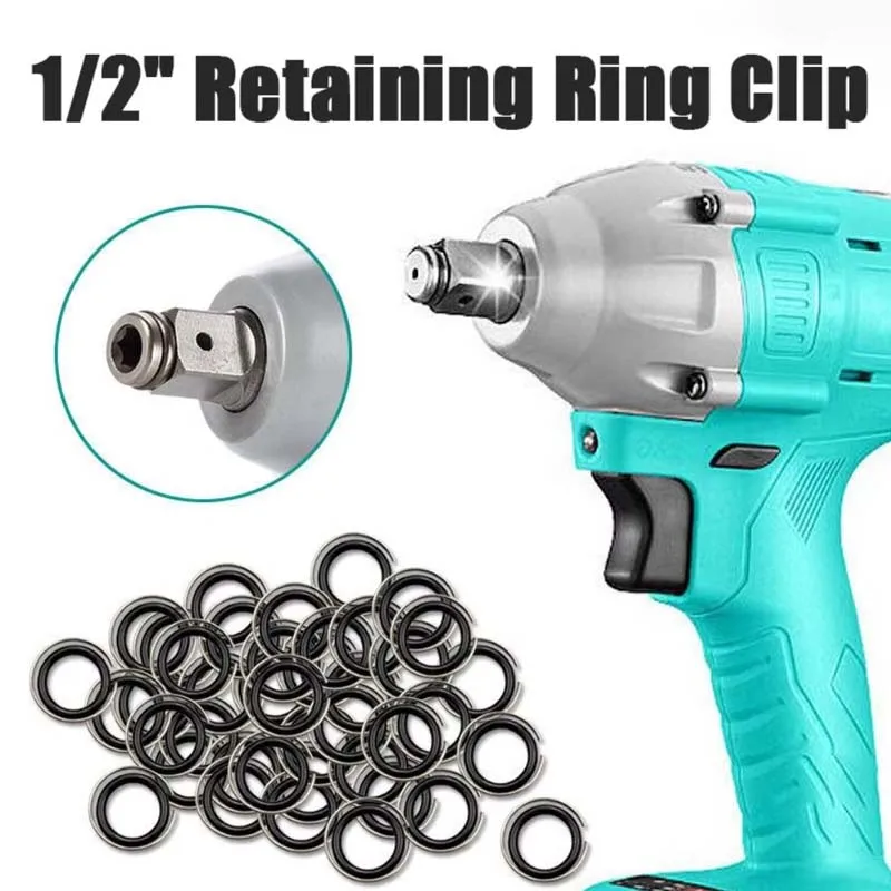 1/2" Retaining Ring Clip with O-Ring for Impact Wrench Socket Retainer Rings Socket Retaining Drive Friction Rings Part