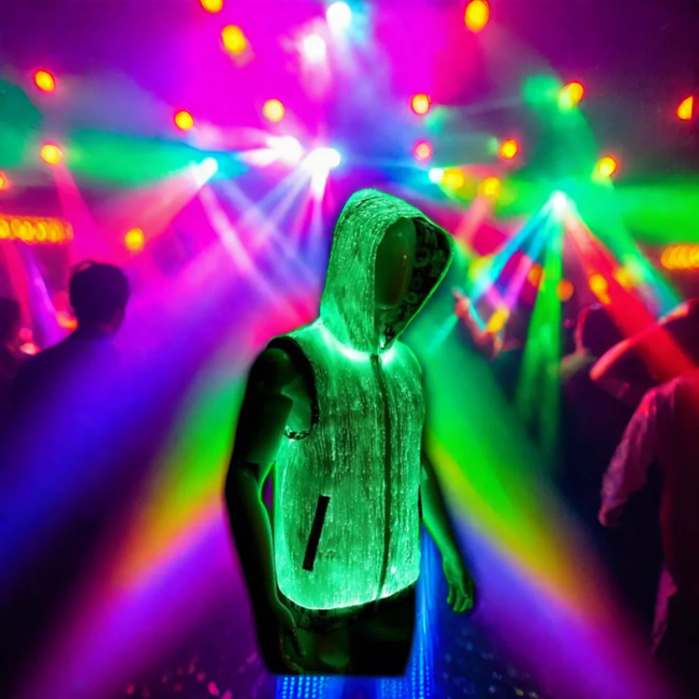 DIY LED Lighting Clothing Fiber Optic Fabric Hoodies for Wedding or Party Ball