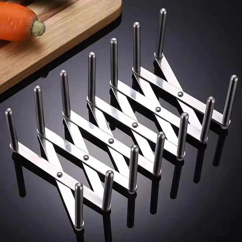 Adjustable Plate Dish Holder Retractable Storage Rack Space Saving Pot Lid Holder Stainless Steel Kitchen Dish Plate Rack