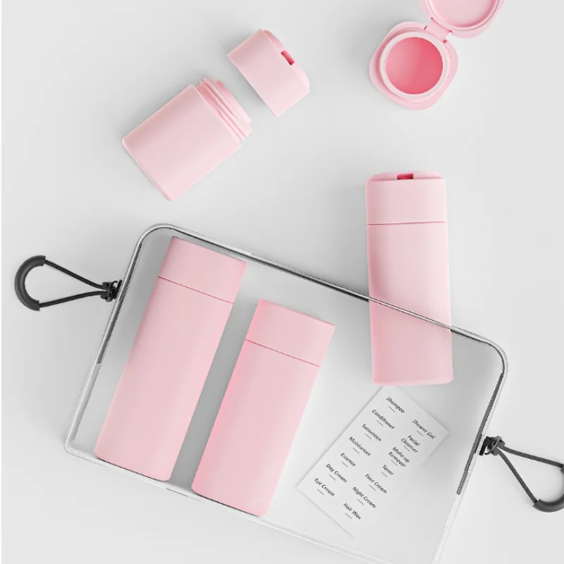  مجموعة مكونة من 6 قطع من زجاجات السفر المصنوعة من السيليكون المقاومة للتسرب - أنابيب ضغط قابلة لإعادة الملء للشامبو والغسول والكريمة وحاويات مستحضرات التجميل #2