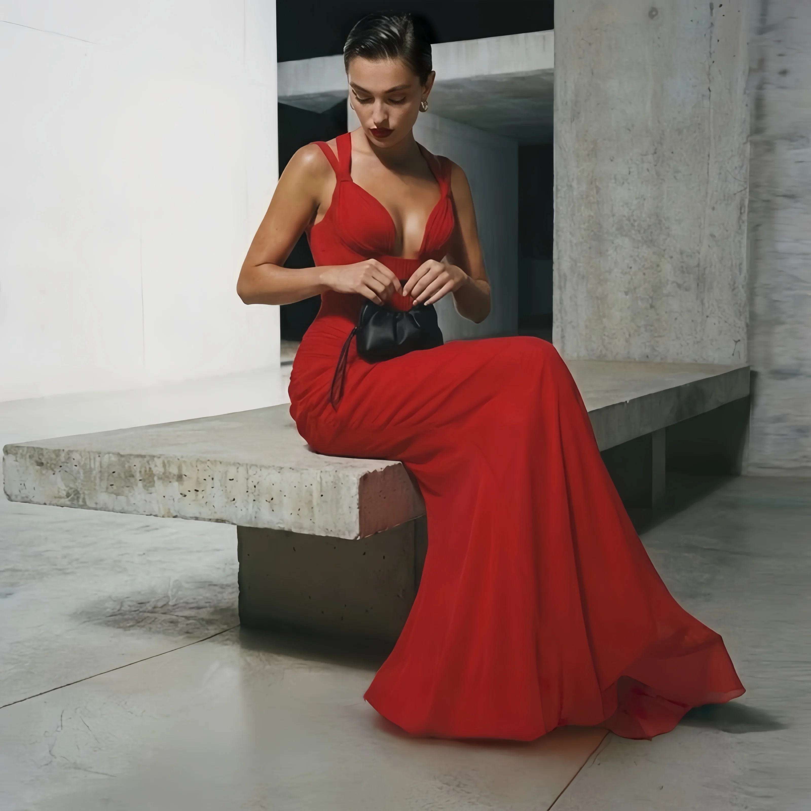 Sexy Sweetheart Mermaid Customized Vestido De Festa Elegant Spaghetti Strap Prom Dress High Quality Chiffon Pleats Evening Dress
