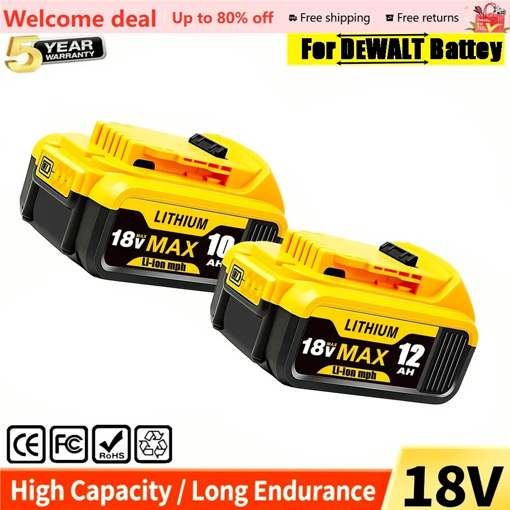 

100% Original 18V 5Ah 6AhBattery Compatible DeWalt power Tools DCF887 DCG405 DCD791 DCF922 20V Lithium Battery Replacement