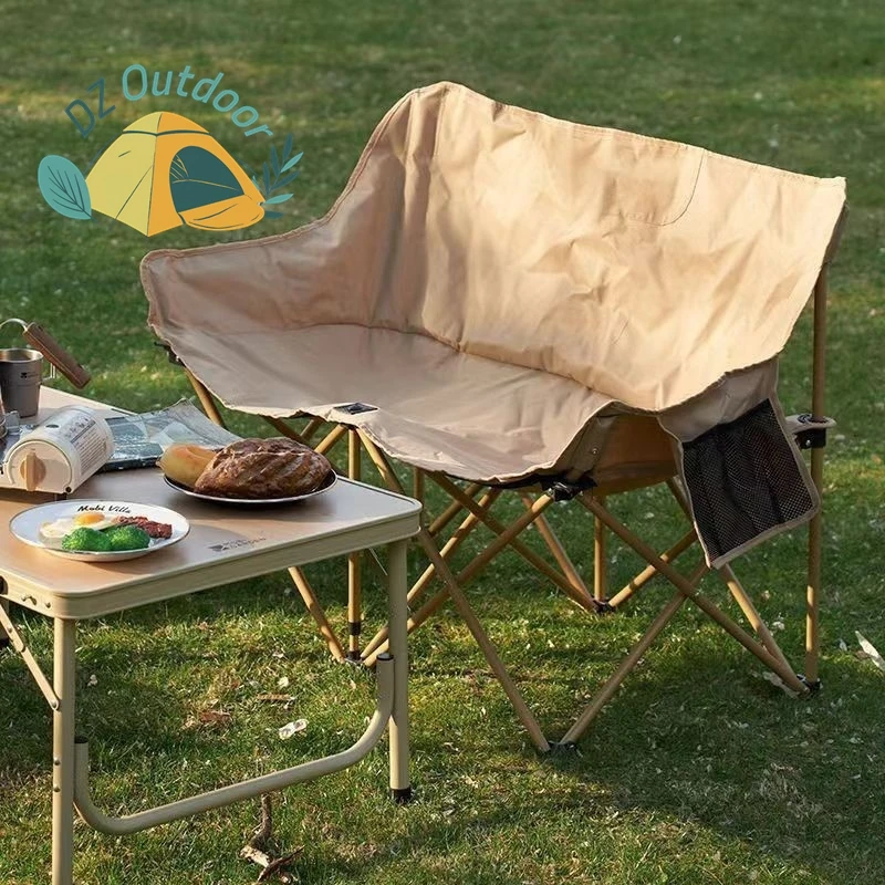 

DZ Outdoor Double Folding Chair Camping Moon Chair Fold Chair Reclining Chair Beach Fishing Portable Leisure Picnic Beach Chairs