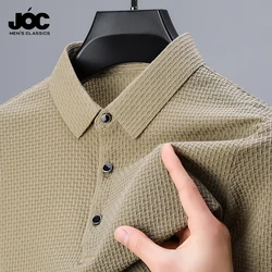 New Men's Checkered Short Sleeved Solid Color POLO Shirt Breathable and Comfortable Elastic Top