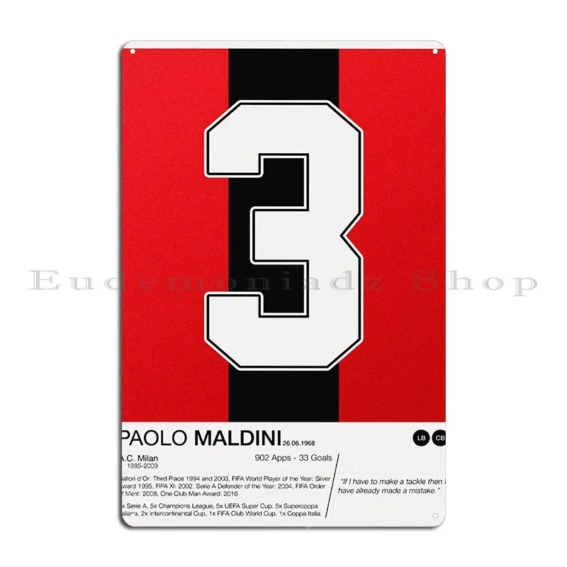 Paolo Maldini Metal Plaque Decoration Decoration Customize Sign Living Room Tin Sign Poster