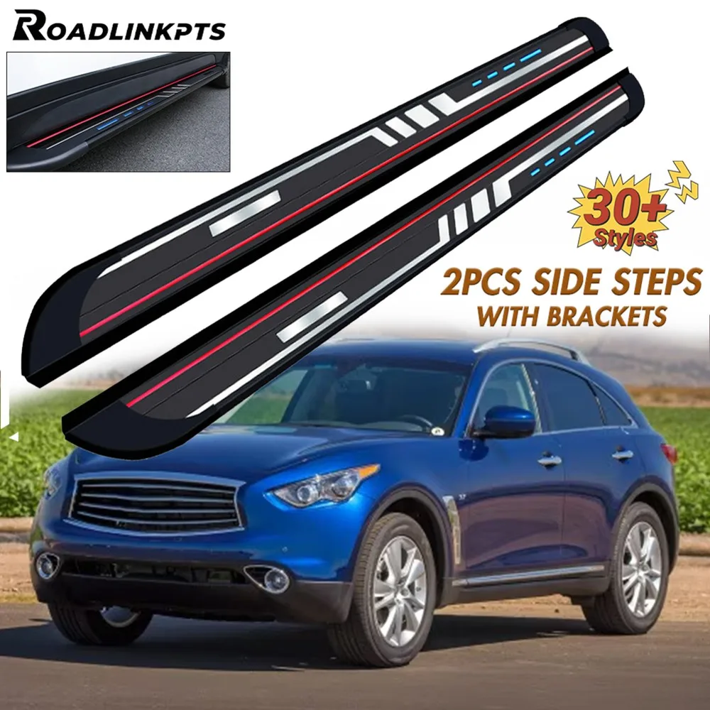 

2PCS Aluminum 3.9" 4.3" Wide Fixed Side Steps Fit for Infiniti QX70 2014-2018 Running Boards Nerf Bars Rails Plates Pedals