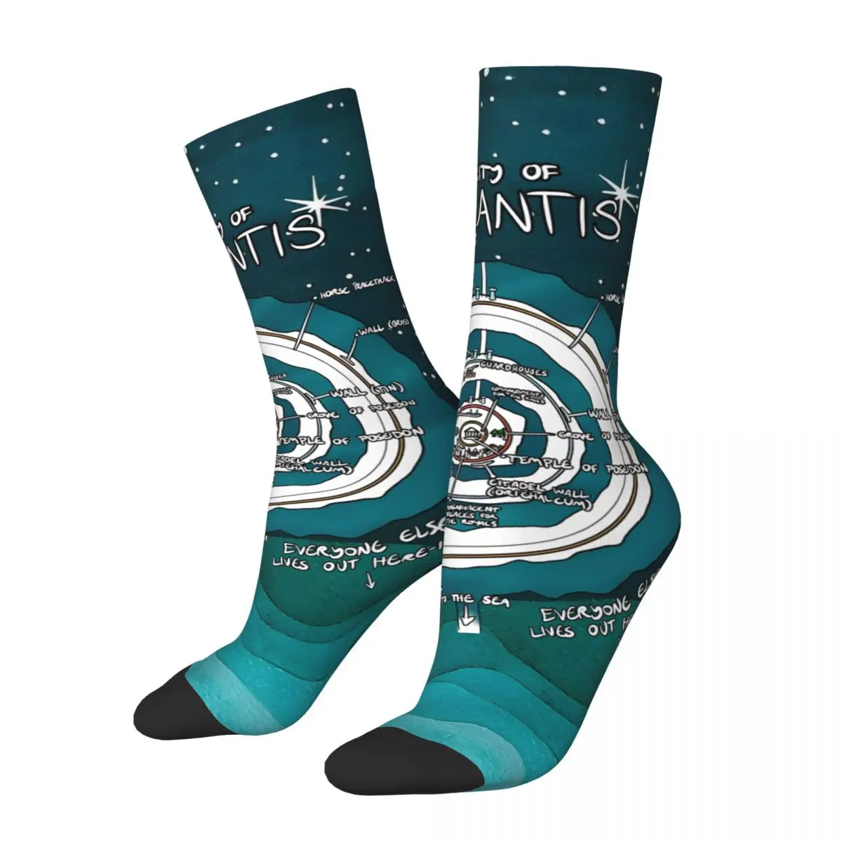 Retro Cute Men's compression Socks Unisex A-Atlantiss Street Style Pattern Printed Novelty Crew Sock