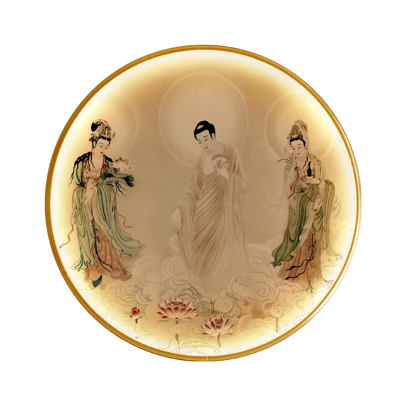 Cz western three saints hanging painting  statue mural worshiping  hall  statue guan yin luminous round decorative painting