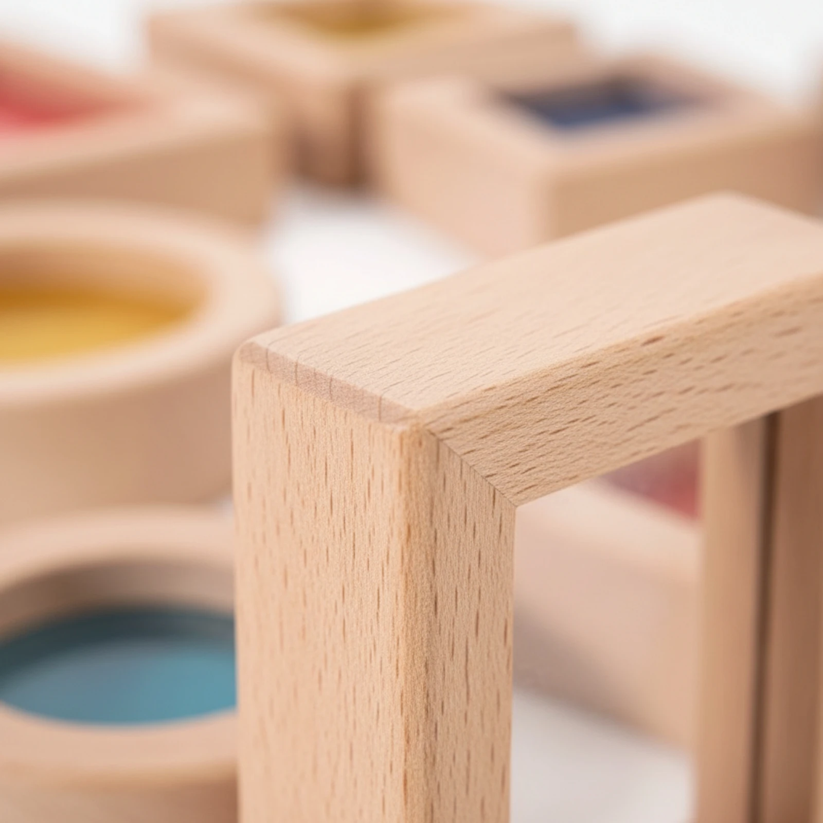 23 Pieces Toy Smooth Wooden Geometric Blocks with Translucent Acrylic Inserts for Children Aged 4 to 6, Playrooms