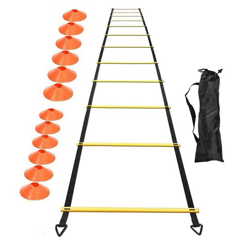 

Agility Ladder Set 20Ft Adjustable Speed Training Ladder With 12 Football Training Disc For Soccer, Sports Training