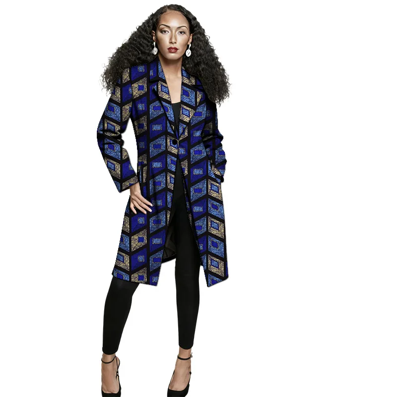 

Traditional Print African Couture Women's Blazer Coat Trend Long Jacket Female Original Retro Female Ankara Outfit