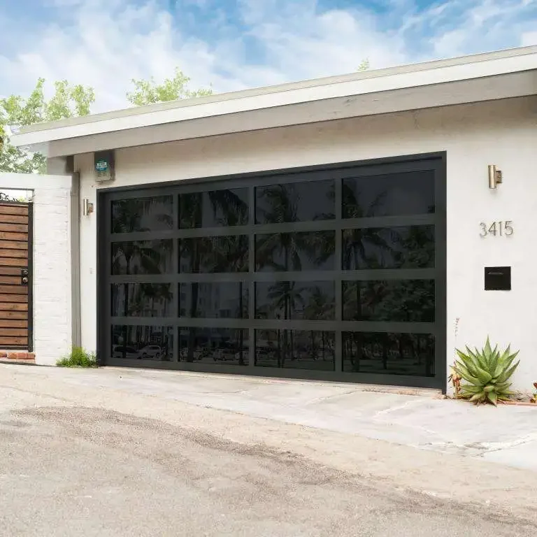 Electric Aluminum Frame Glass Garage Door Cost Effective Outdoor Garage Doors Customizable Size Modern Fashionable Garage Doors