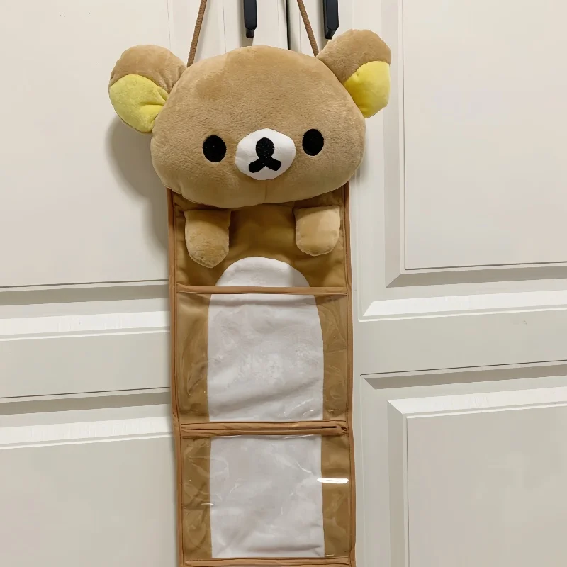 Kawaii Rilakkumas Wall Hanging Storage Bag Cartoon Rilakkumas Bear Brother Door Hanging Bag Large Capacity Sundries Storage Bag