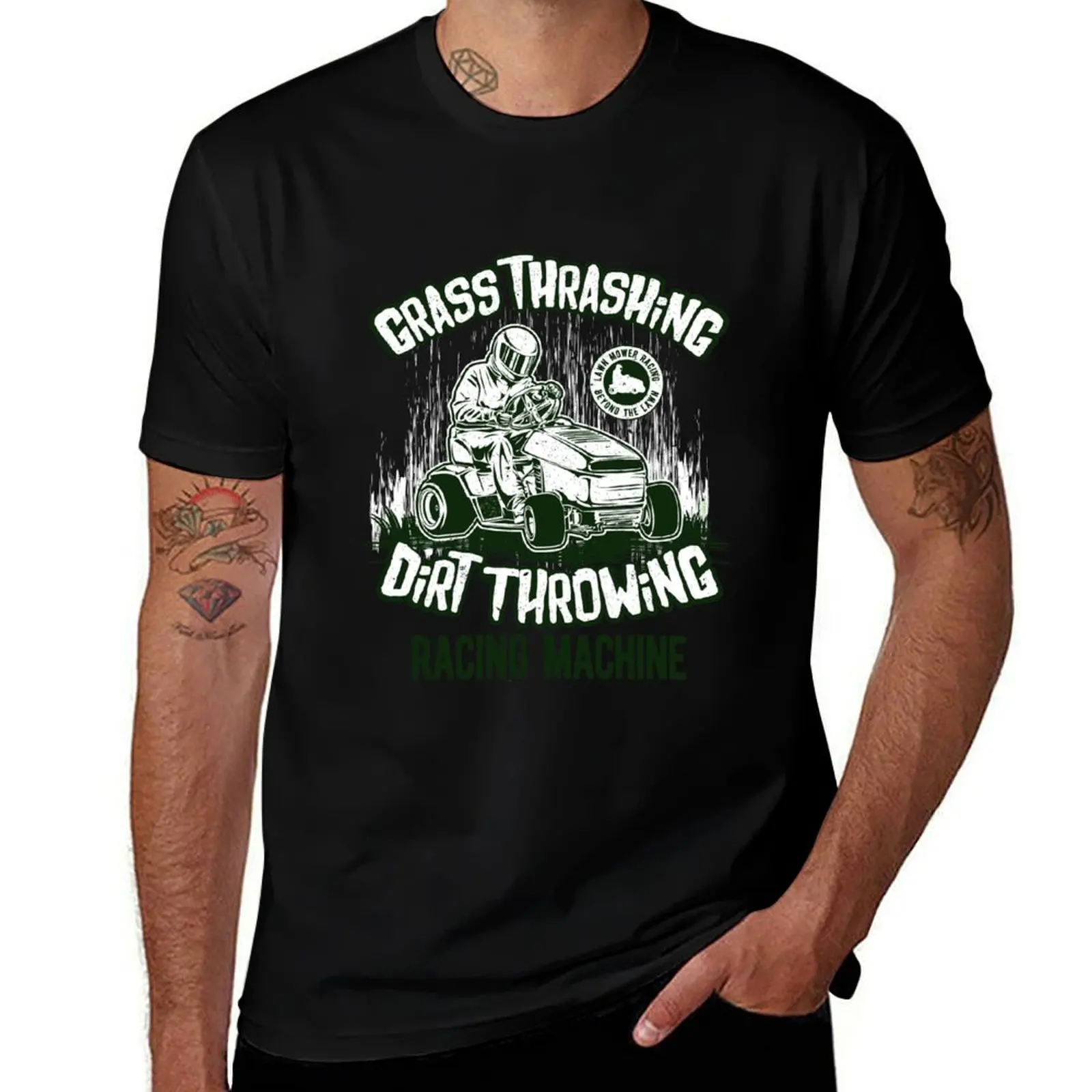 Lawn Mower Racing Machine T-Shirt Minimalist Plain Crew Neck T-Shirt
