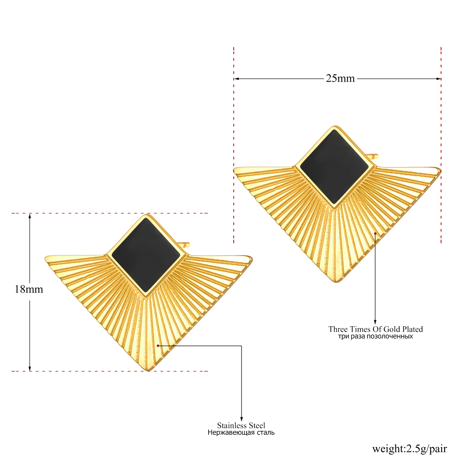 JeeMango Stainless Steel Green Black Enamel Earrings Vintage Design Triangle Geometric Jewelry For Women серьги женские JE22153
