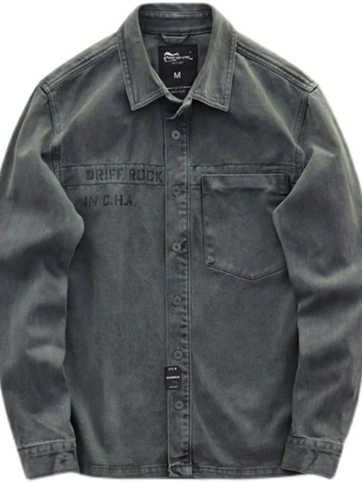 

Thi Cotton Work irt Мужская длинная свеча с защитой от ожогов, износостойкая джинсовая верхняя одежда Fall Faion Urban Sle Pure Color