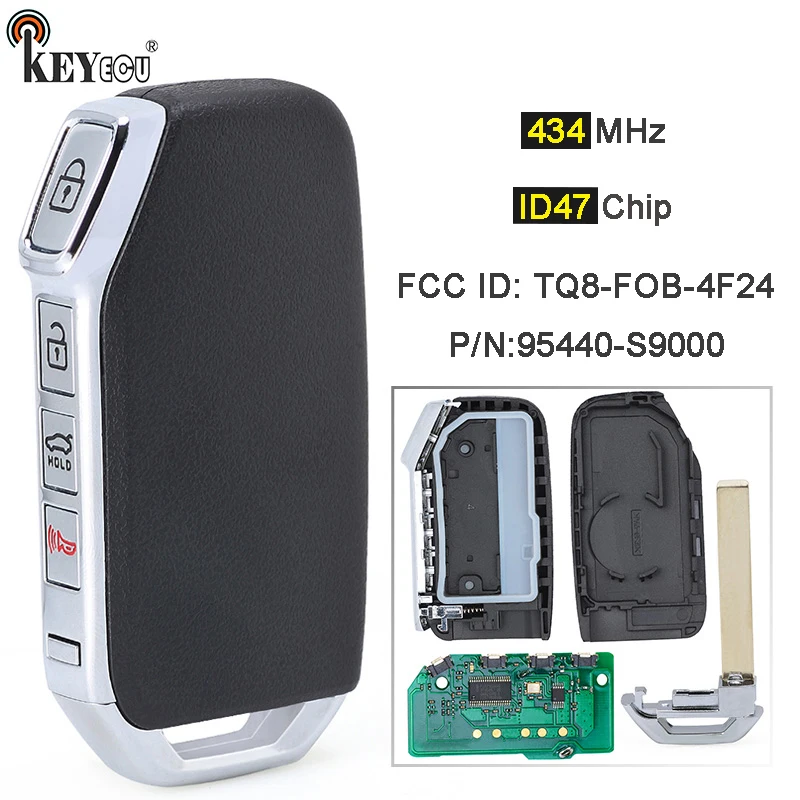 

KEYECU 434MHz ID47 Chip FCC ID: TQ8-FOB-4F24 PN: 95440-S9000 Smart Remote Key Remote Car Key Fob for Kia Telluride 2020 2021 22