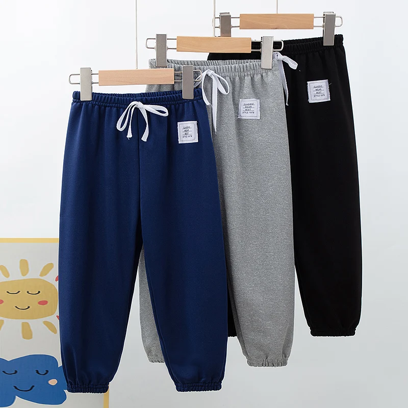 Children's autumn pants solid color fashion sweatpants boys and girls casual Joker trend pants comfortable elastic waist pants