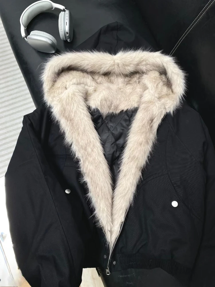 2026 Koreanische Mode Kunstpelzmäntel Damen Lässige Warme Y2k Wattierte Jacke Amerikanischer Vintage Harajuku Winter-Oberbekleidung – Bild 4