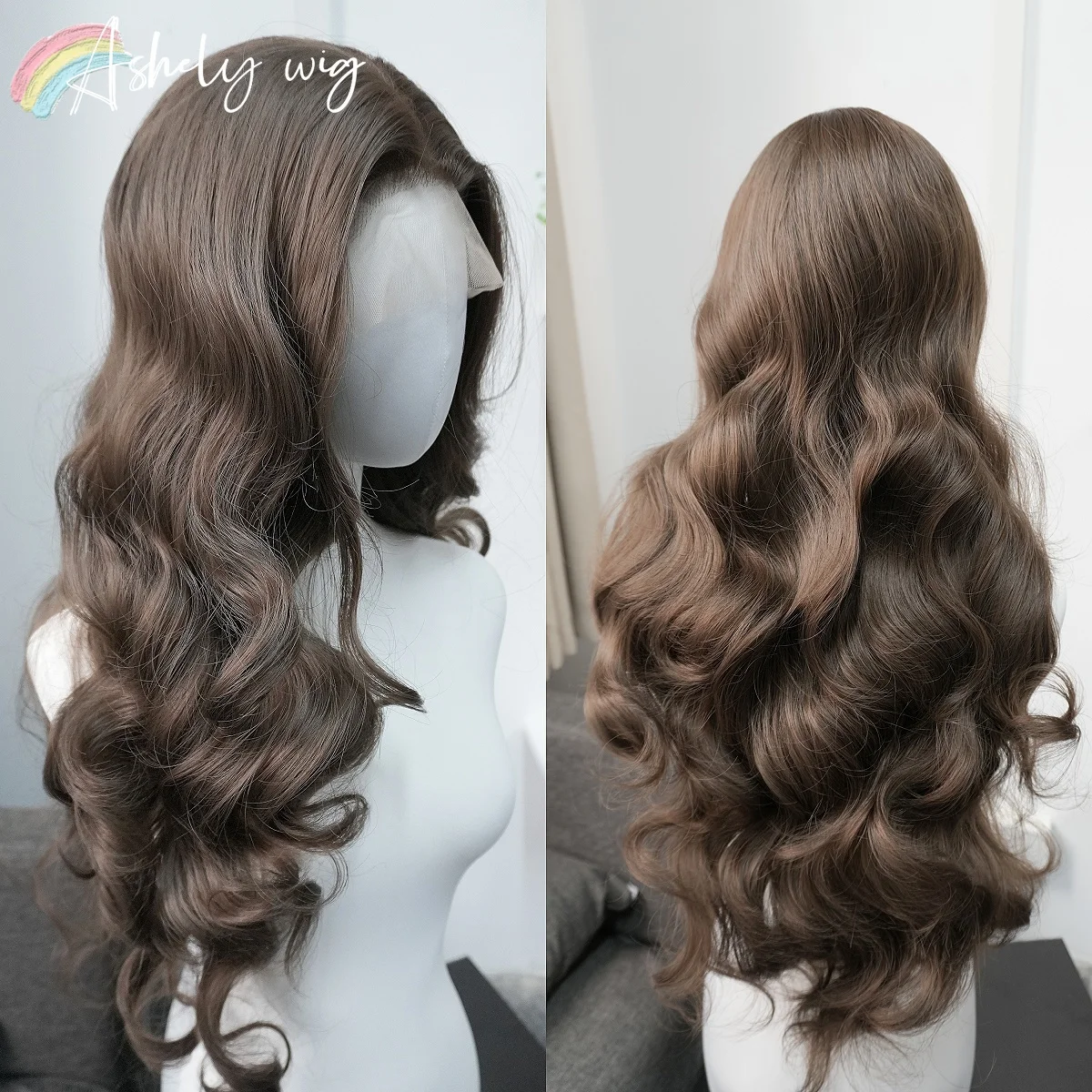 

Brown Wig for Women 26inch Long Water Wavy Wig 26inch 13x4 HD Lace Front Wigs Wave Glueless Synthetic Lace Wigs for Cosplay