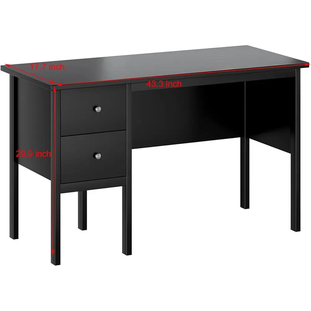 Modern White Desk with Drawers, Storage Cabinet, Makeup Vanity, and Filing for Home Office (Black, 43.3)