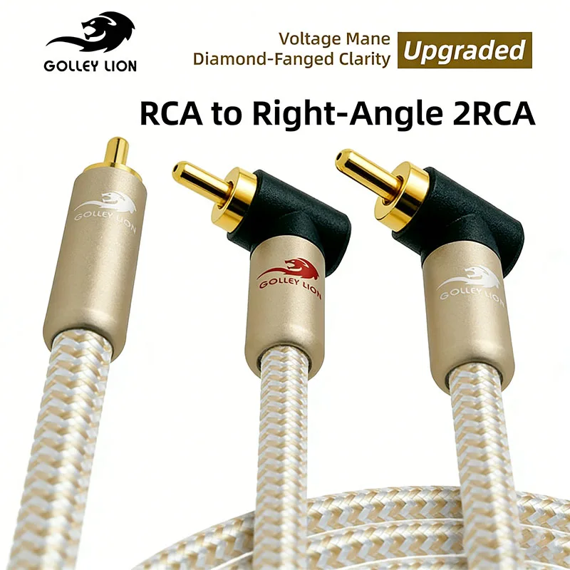GOLLEY LION Right-Angle RCA Splitter - Male to Male Cable, Y Splitter 1 to 2 RCA Male Stereo Audio Subwoofer Cable