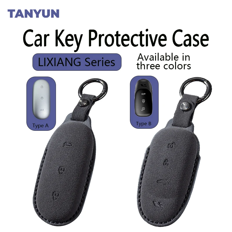 

Suede Leather Car Key Case Cover For Leading Ideal One Li Auto Lixiang L7 L8 L9 2022 2023 Key Bag Protection Shell Accessories