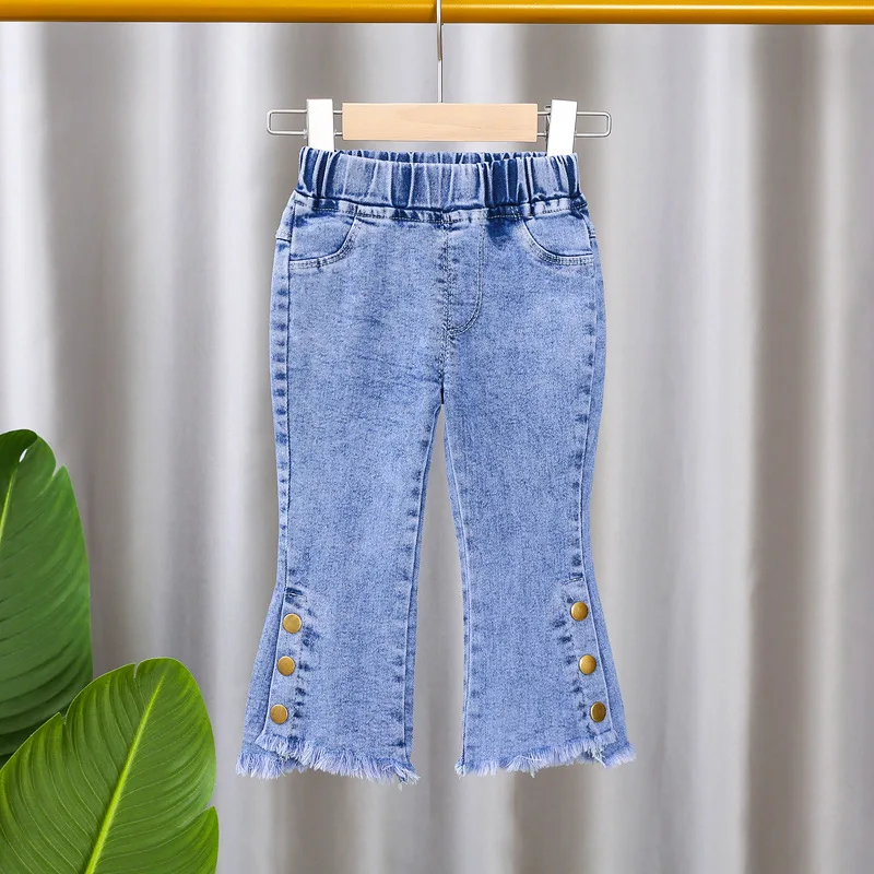 Children Clothing Princess Girls Jeans Pants Teenage Wide Leg Jeans Girl Clothes Flared Trousers Slim Fit for 1 to 5 Y