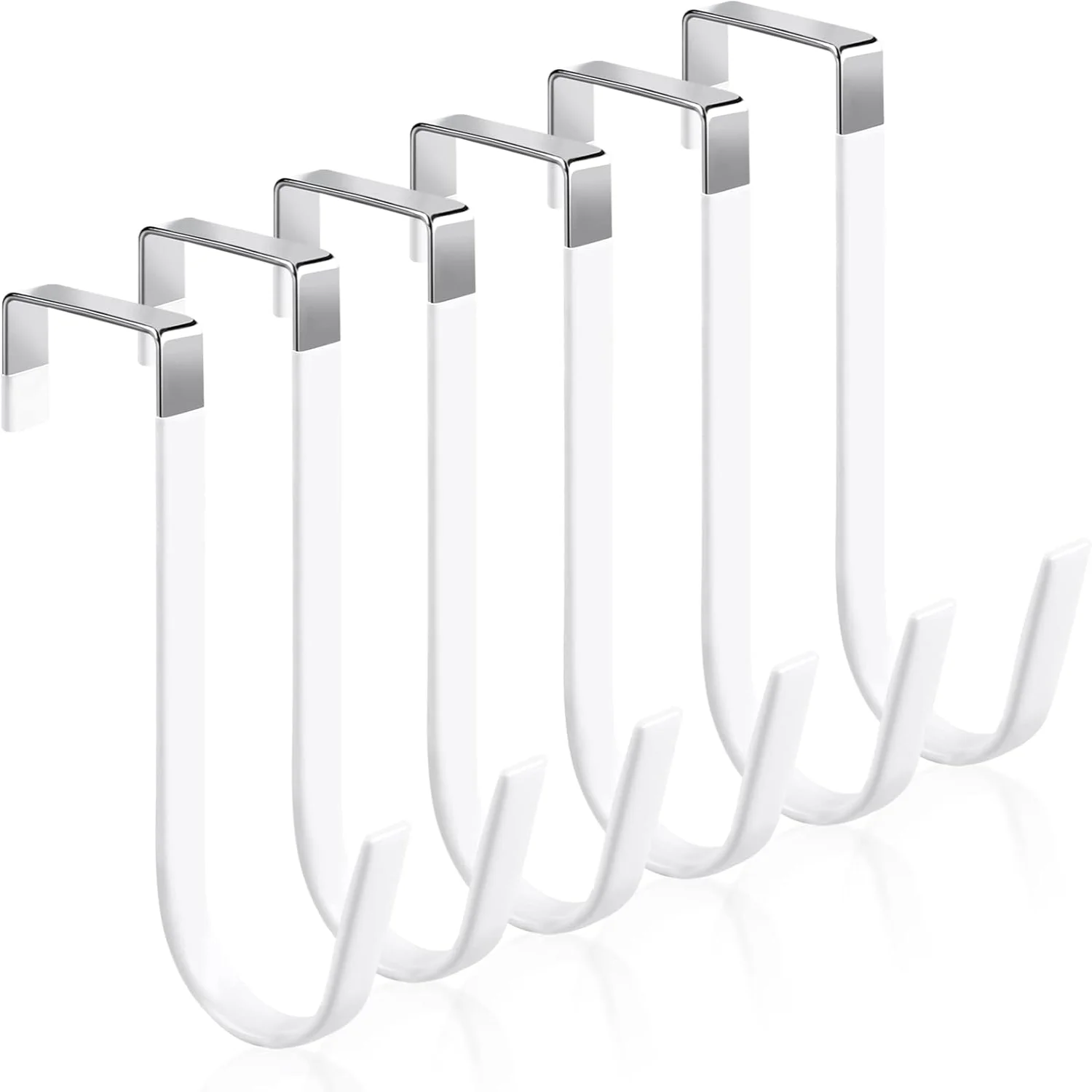 6 Pack Over The Door , Sturdy Metal Single Over Door , White Door Hanger  Door  for Hanging, Towels, Clothes, Bathroom, Hold  to