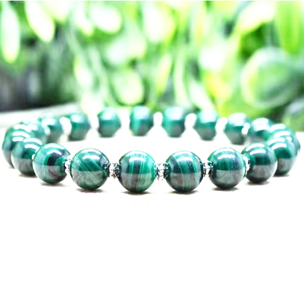 MG1805 8 MM Natural AAA Grade Malachite Beaded Bracelet Men`s Energy Anxiety Relie Wrist Mala Best Birthday Gift