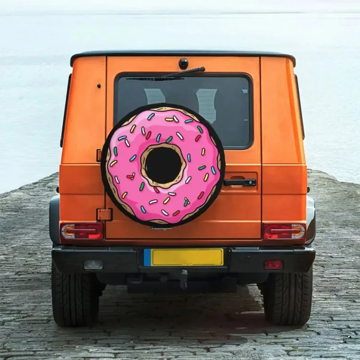 Pink Donut Spare Tire Cover for Honda CRV Jeep RV SUV 4WD 4x4 Food Doughnut Car Wheel Protector Covers 14" 15" 16" 17"Inch