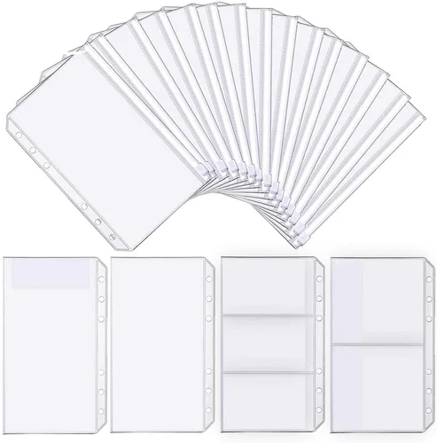 Carpeta de bolsillos de Color A5 A6 A7, carpetas con cremallera para cuaderno de 6 anillas, bolsa impermeable para archivar documentos de hojas de PVC